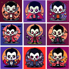 Captivating Halloween Vampire Fantasy Illustration - Sticker & Detailed Line Art for Dark and Mysterious Atmospheres