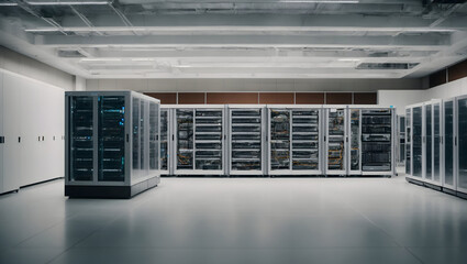 Building a network room of servers and other IT equipment to run experiments on isolated white background