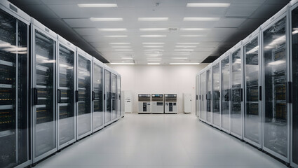Building a network room of servers and other IT equipment to run experiments on isolated white background