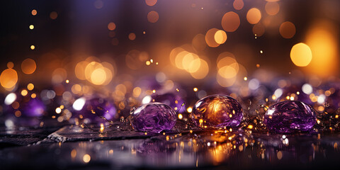 Fototapeta na wymiar Beautiful Purple Glitter Lights Twinkly Lights Defocused Background