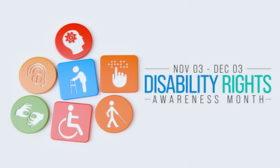 Disability Rights awareness month is observed every year from November 3 to December 3. 3D Rendering