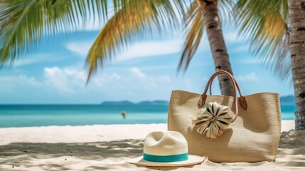 Obraz premium Summer Bag On Tropical Sand