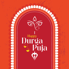 Happy Durga Puja Greeting Background Template Design Vector Illustration