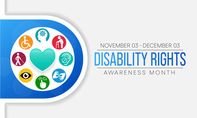 Disability Rights awareness month is observed every year from November 3 to December 3, Vector illustration