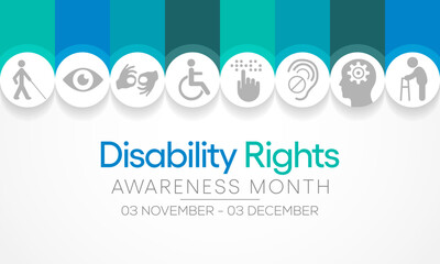 Fototapeta na wymiar Disability Rights awareness month is observed every year from November 3 to December 3, Vector illustration