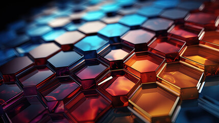 Digital Geometric Technology Colorful Hexagon Background