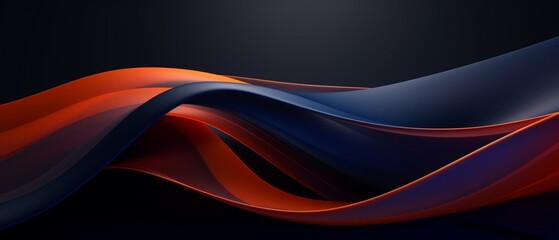 Dynamic 3D Abstraction: Dark Widescreen Background with Wavy Blue and Orange Elements