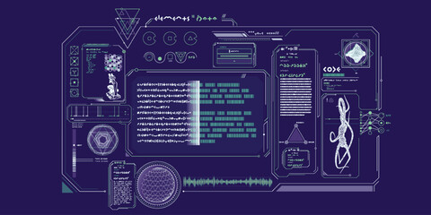 Futuristic HUD interface for processing data.