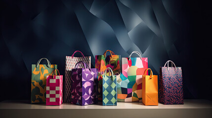 Dynamic Display of Shopping Bags: Patterns and Colors Galore