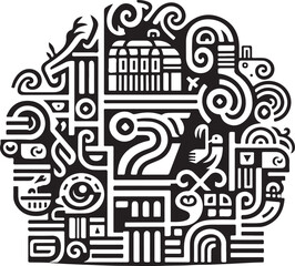 Fototapeta premium Vector ornamental traditional decorative house illustration. Abstract historical mythology cabin logo. Good for print or tattoo