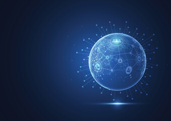 Obraz premium Global network connection. World map point and line composition concept of global business. Vector Illustration