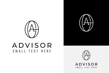 Elegant Initial Letter A O Adviser Advisor Global Market Investment Consulting Logo Design Branding Template