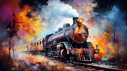 Hand drawn steam train illustration
