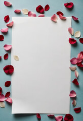 Blanck paper with petals of flowers 