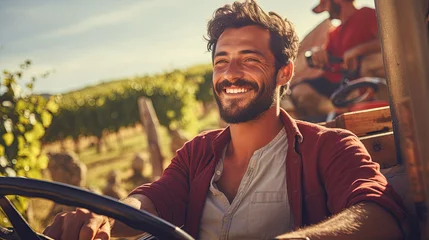 Rolgordijnen Sunny Tuscany, vineyard farm .a closeup photo portrait of a handsome Italian men © ZoomTeam