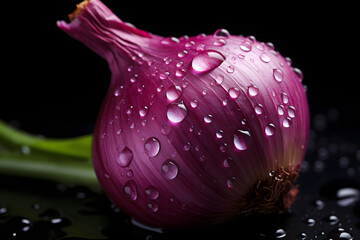 Close up photo of a red onion