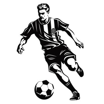 Football player logo, black and white, AI generated Image