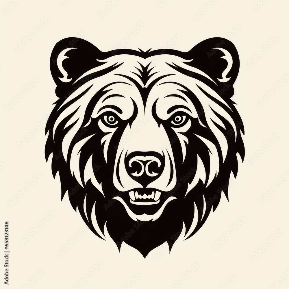 Canvas Prints bear logo, black and white, ai generated image