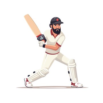 Cricket player cartoon illustration, AI generated Image