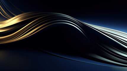Minimalist Abstract With Wave or Curves of Blue and Gold Background