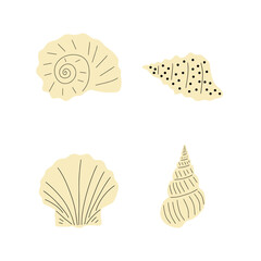Tropical underwater seashell. Hand drawn sea mollusk shellfish element. Vector illustration in scandinavian style.