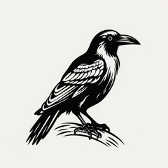 Crow logo, black and white, AI generated Image
