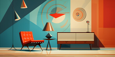 Colorful Mid-century art background