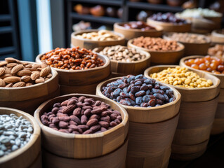 dried fruits and nuts in market