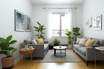 Interior of small apartment living room. Real estate rent and home staging
