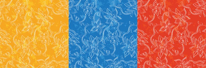 Fototapeta na wymiar flower white line pattern textile vector background wallpaper collection set