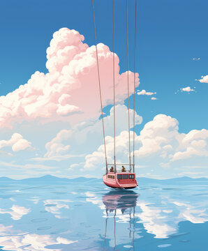 Generative ai illustration of Minimalist Floating Gondola