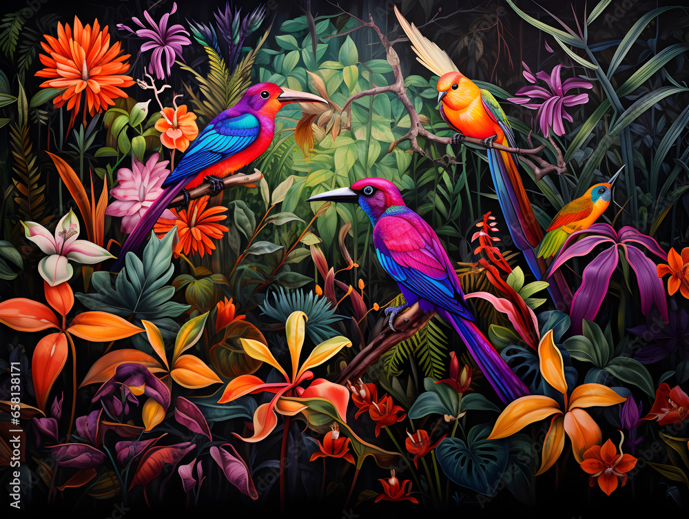 Canvas Prints Colorful art of wild life in the jungle