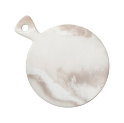 Empty round marbled cutting board cut out on transparent background