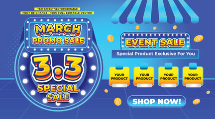 3 3 MARCH PAYDAY SPECIAL SALE EVENT 3D TEXT EDITABLE CASHBACK DISCOUNT FLASH SALE SOCIAL MEDIA PROMO GIVEAWAY TEMPLATE BACKGROUND - obrazy, fototapety, plakaty
