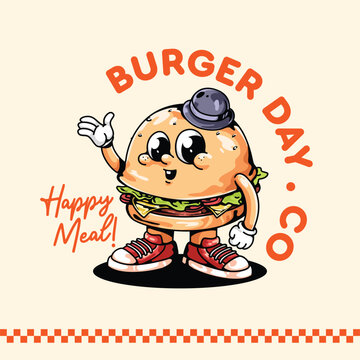 FASTFOOD RETRO MASCOT CARTOON ILLUSTRATION