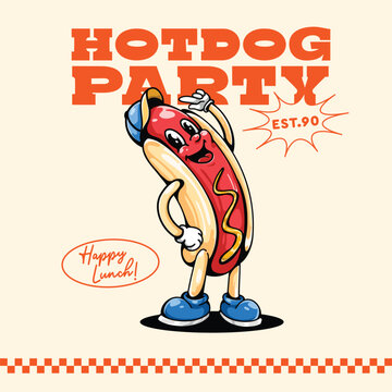 FASTFOOD RETRO MASCOT CARTOON ILLUSTRATION