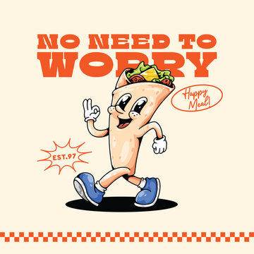 FASTFOOD RETRO MASCOT CARTOON ILLUSTRATION