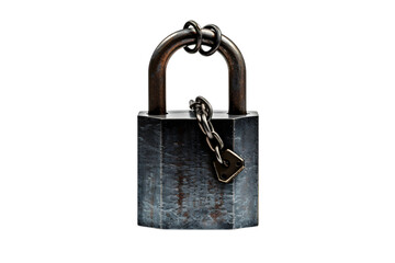 Dark Vintage Metal Padlock Isolated on Transparent or White Background, PNG