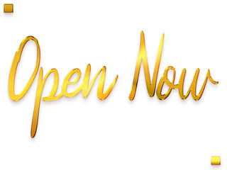 Open Now Gold PNG Typography Text Transparent Image