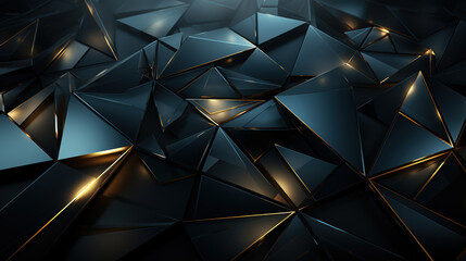 Digital Technology Grey and Gold Geometric Random Triangle Blocks Background