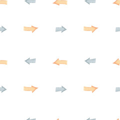 Watercolor pastel colors seamless pattern with hand drawn arrows