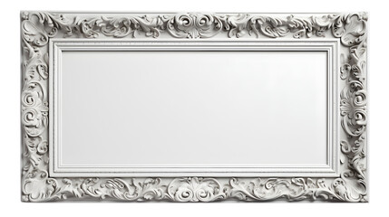 White Antique Picture Frame Isolated on Transparent or White Background, PNG