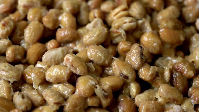 natto or fermented soybean circle around. natto or fermented soybean. natto or fermented soybean food footage