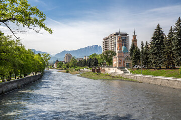 Embankment of Terek river in Vladikavkaz