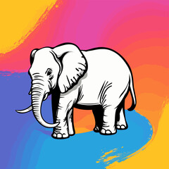 Vibrant Giants: Colorful Elephant Illustration