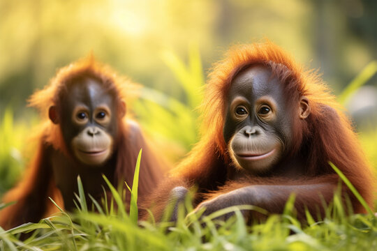 cute pair of orangutans