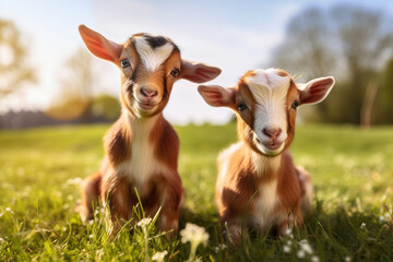 a pair of cute goats