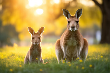 a pair of cute kangaroos