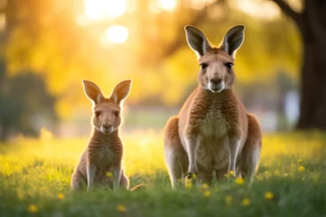 Foto op Plexiglas a pair of cute kangaroos © Yoshimura
