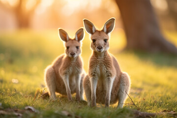 Naklejka na ściany i meble a pair of cute kangaroos